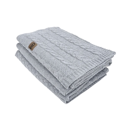 Koc dzianinowy bawełniany 150x200 cm – VENEZIA POPIEL