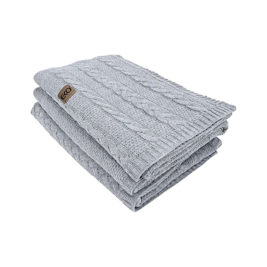 Koc dzianinowy bawełniany 150x200 cm – VENEZIA POPIEL