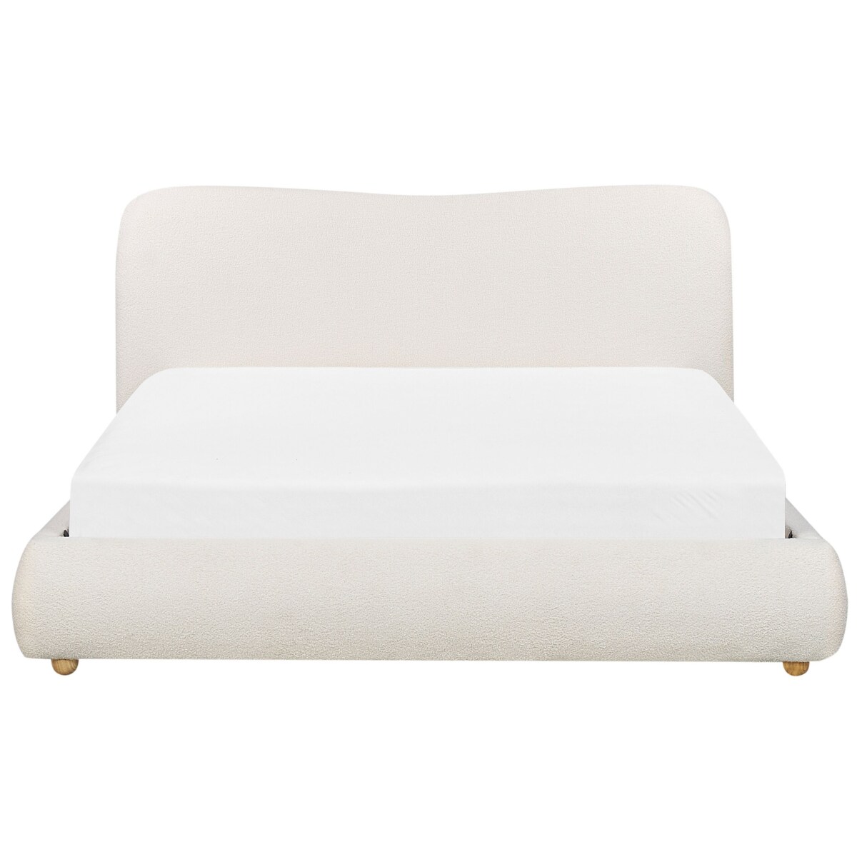 Łóżko z pojemnikiem boucle 160 x 200 cm białe BLAGNAC