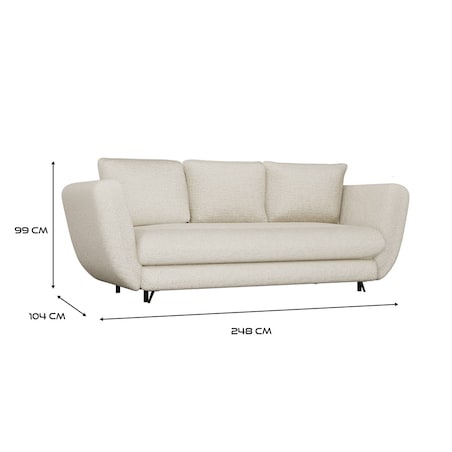 SOFA SARIS 3-OSOBOWA Z FUNKCJĄ SPANIA BEŻOWA NOGA CZARNA DO SALONU POKOJU