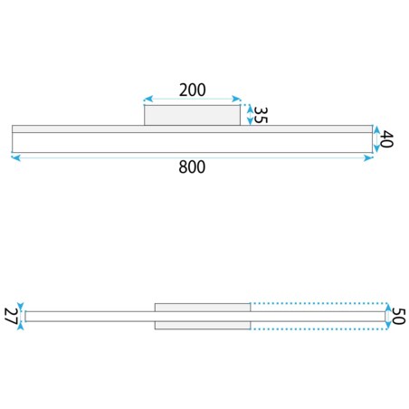 Kinkiet App1847-1W 80Cm Led Chrom, Metal, Tworzywo Sztuczne