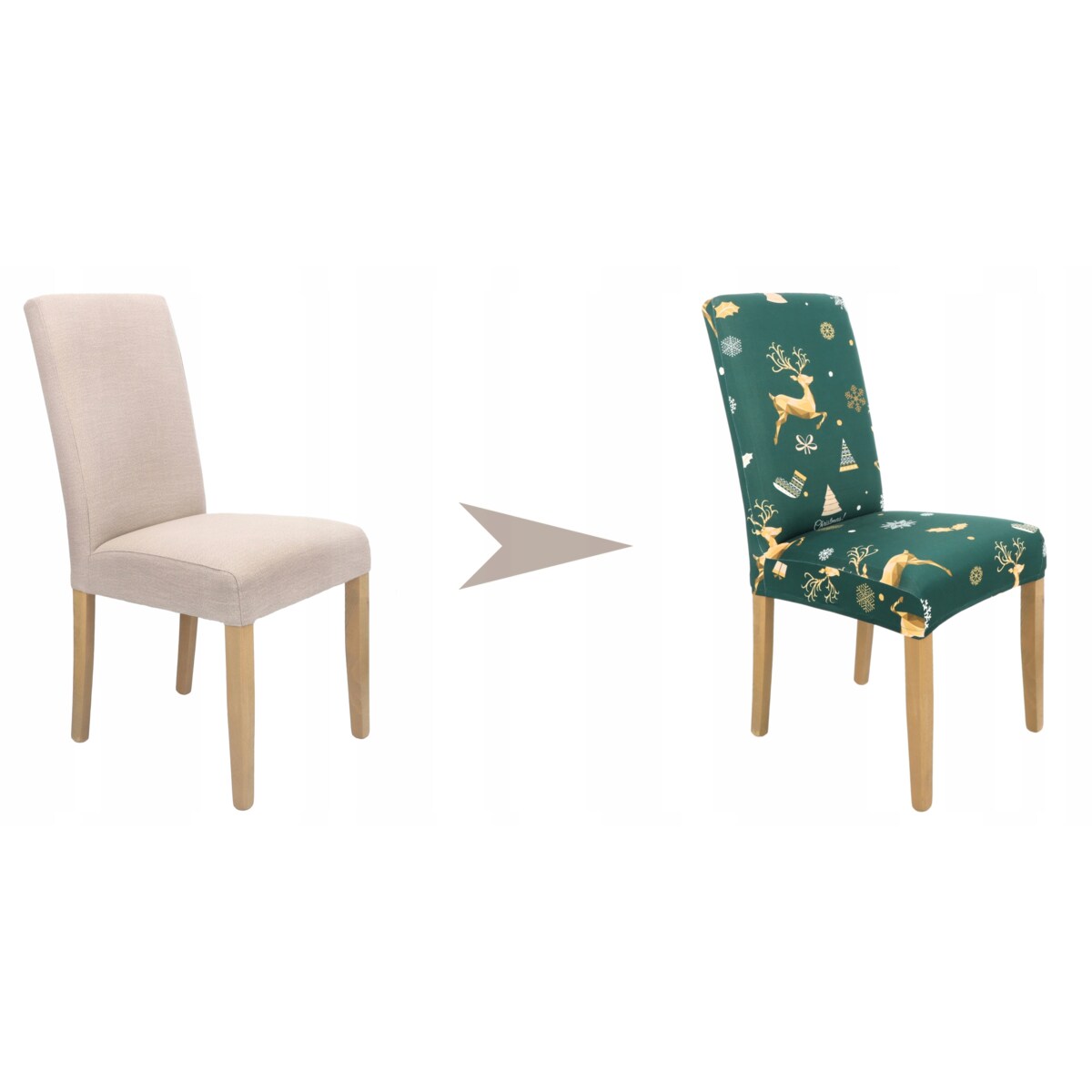 Pokrowiec Na Krzesło Zielony Świąteczne Wzory Elastyczny