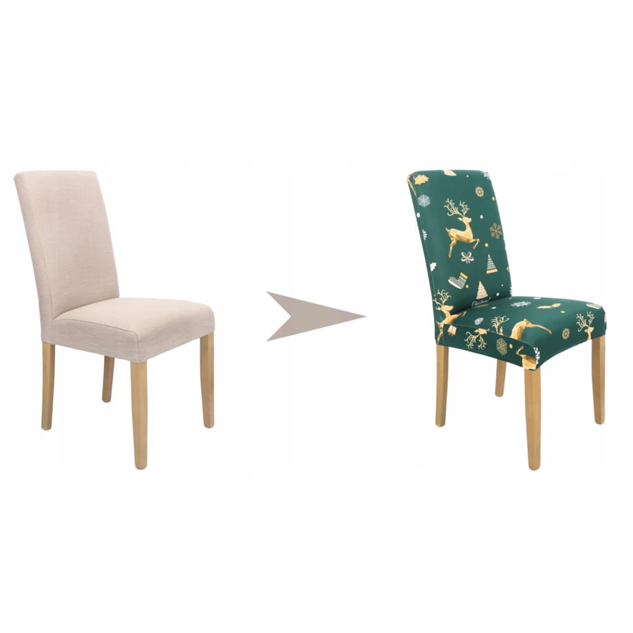 Pokrowiec Na Krzesło Zielony Świąteczne Wzory Elastyczny