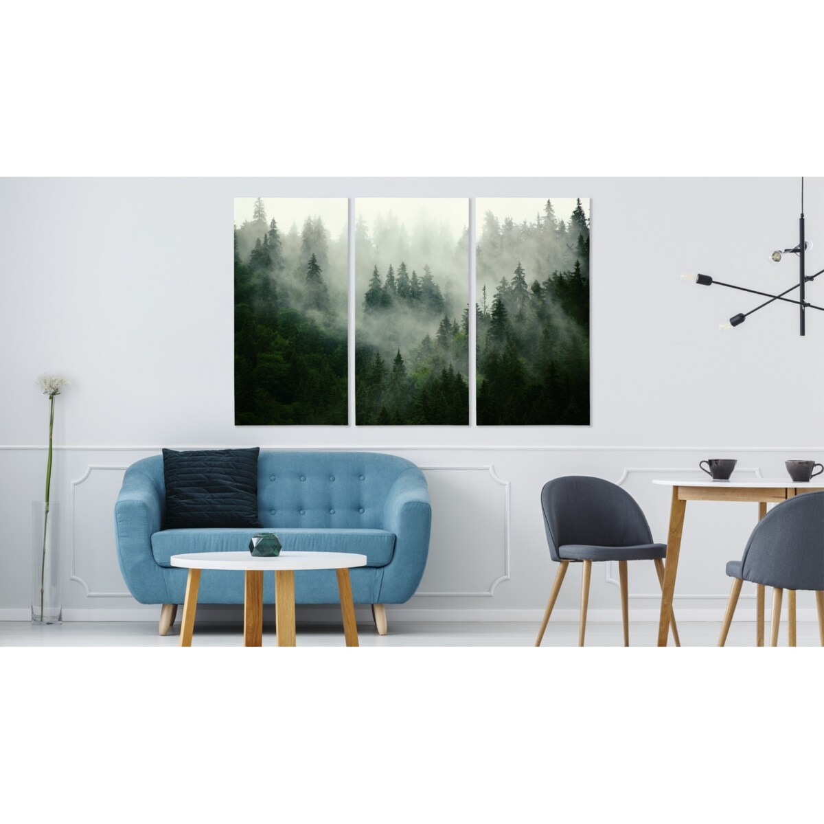 Obraz TRYPTYK Drzewa we Mgle Krajobraz 3D 120x80cm