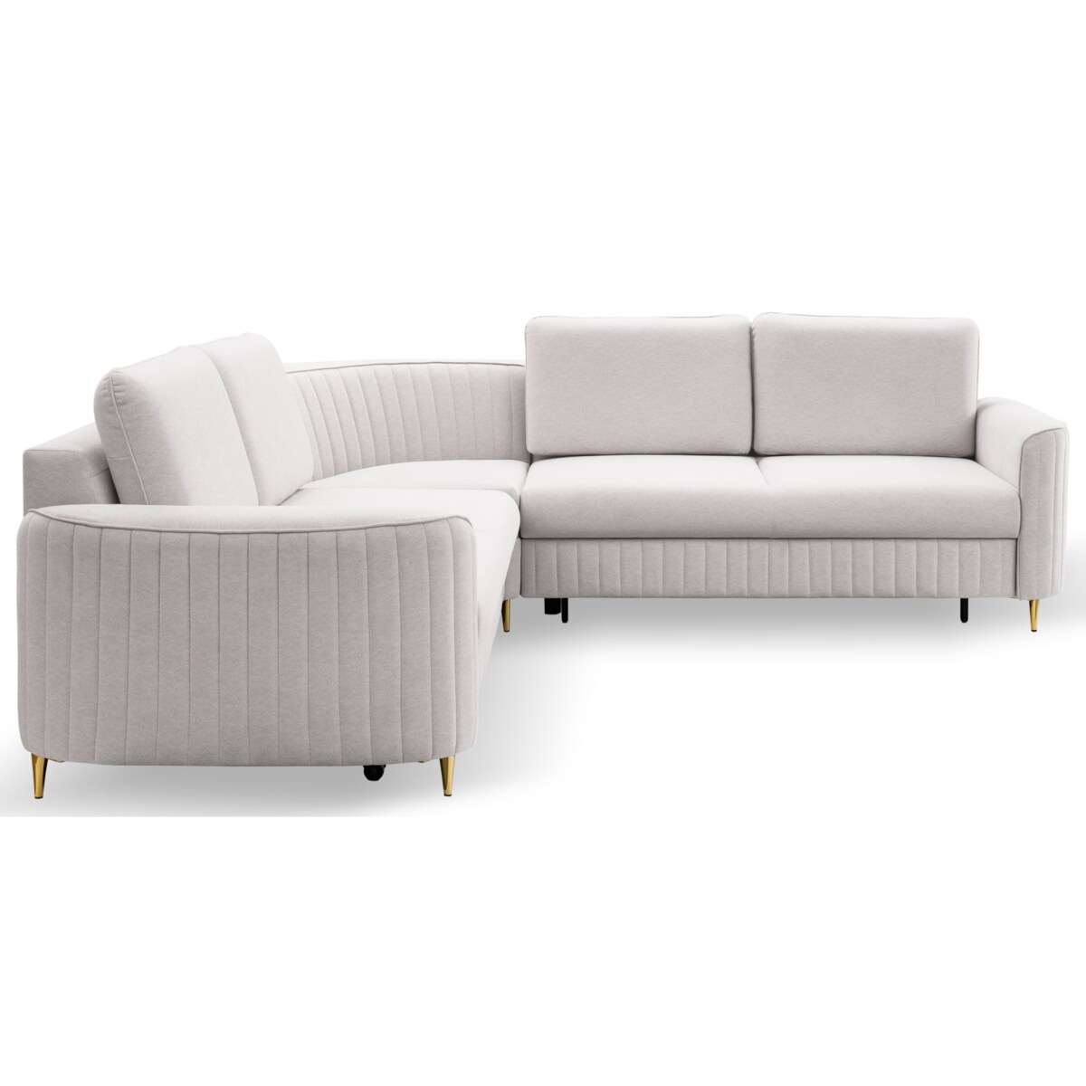 Narożnik z funkcją spania i pojemnikiem na pościel LOREN, zimny beż