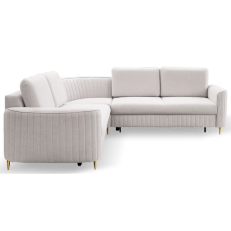 Narożnik z funkcją spania i pojemnikiem na pościel LOREN, zimny beż