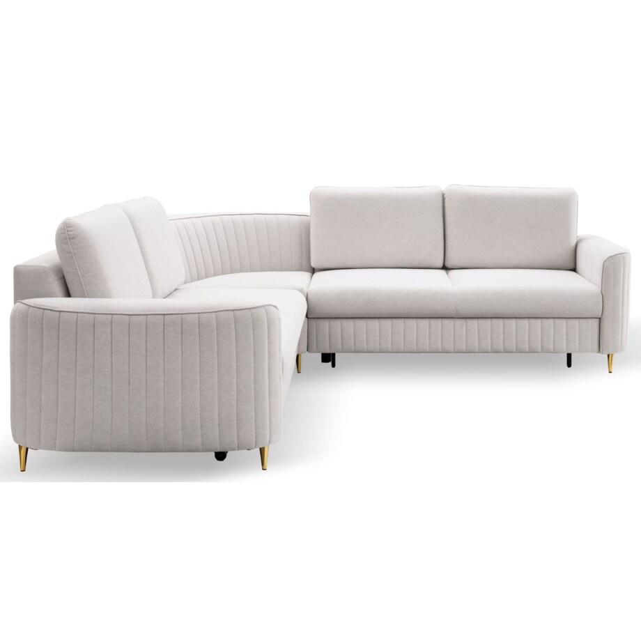 Narożnik z funkcją spania i pojemnikiem na pościel LOREN, zimny beż