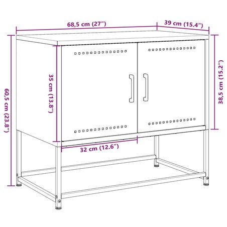 vidaXL Szafka pod telewizor, oliwkowa, 68,5x39x60,5 cm, stalowa