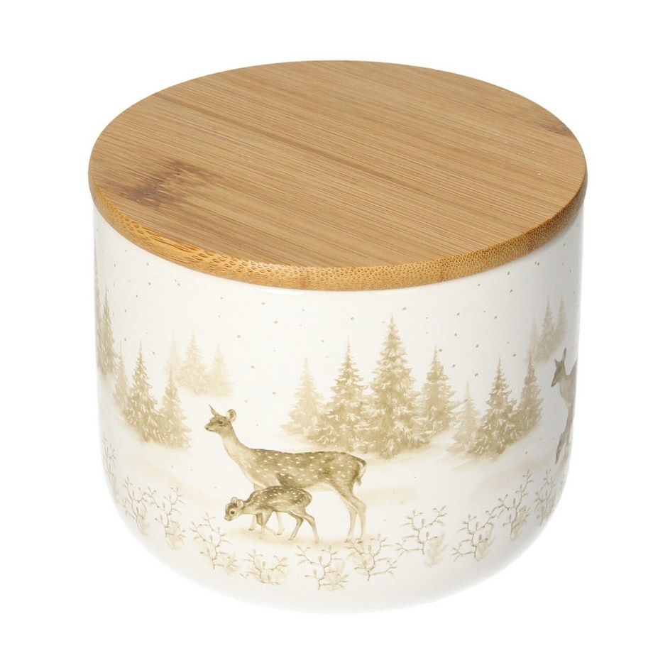 Pojemnik Winter Meadow I ⌀9cm boże narodzenie, święta, świąteczne, biały-beżowy-brązowy-naturalny, 9 x 11 x 11 cm