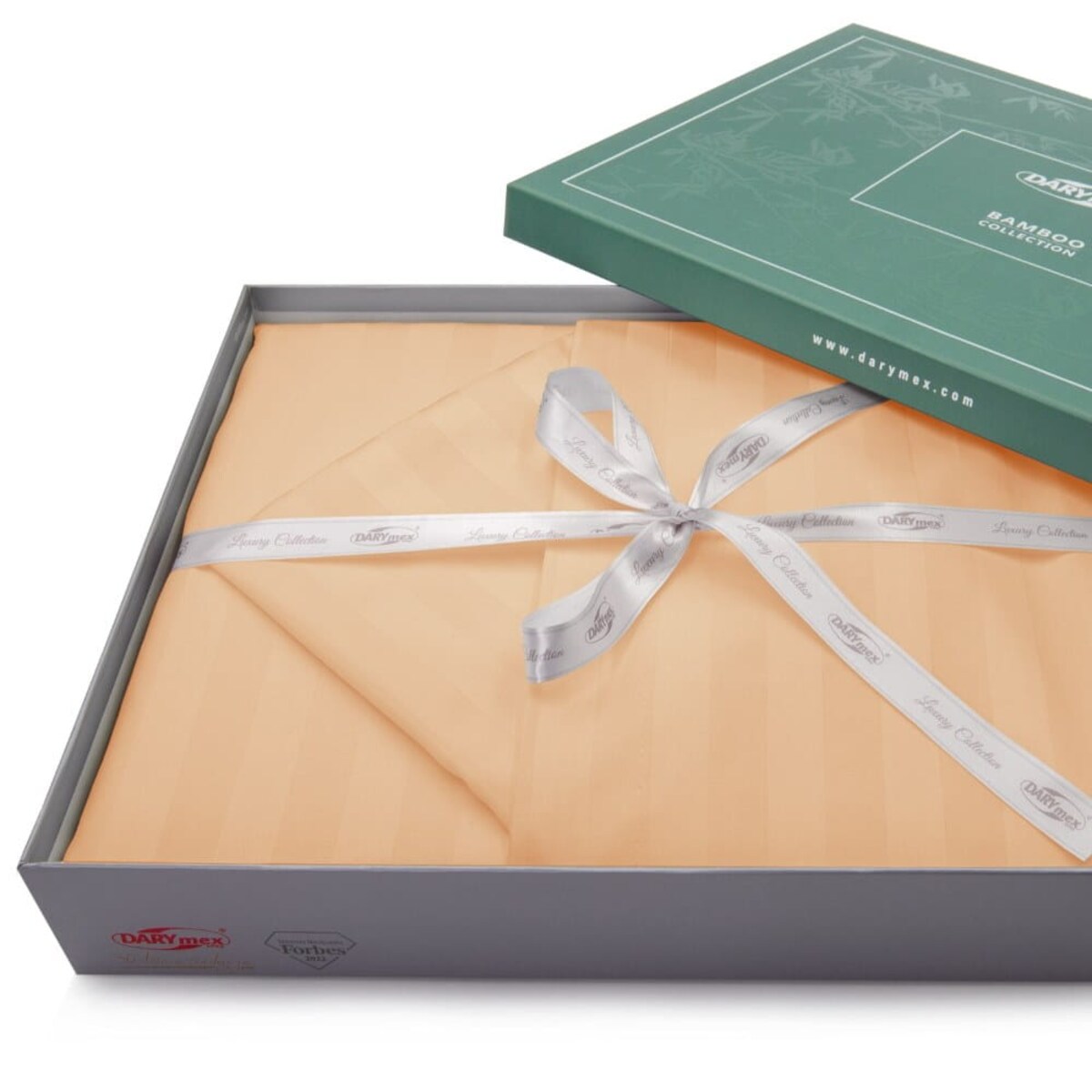 Pościel bambusowa satyna bawełniana 140x200 Bamboo paski, beżowa