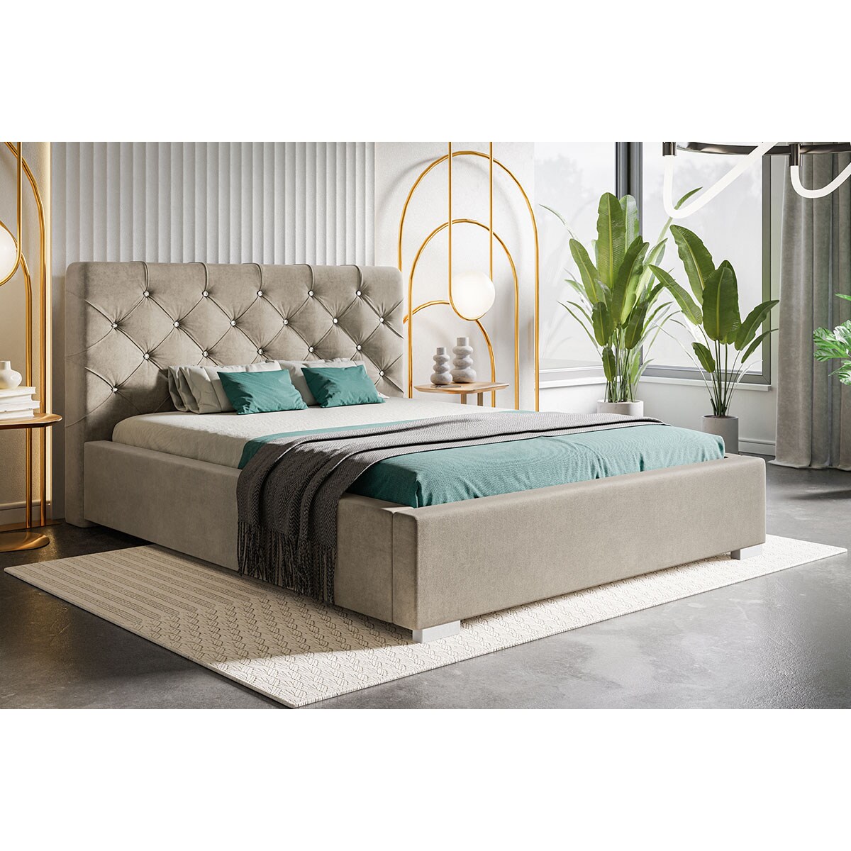 Łóżko jednoosobowe z pojemnikiem 90x200 BEN 11 - beżowe