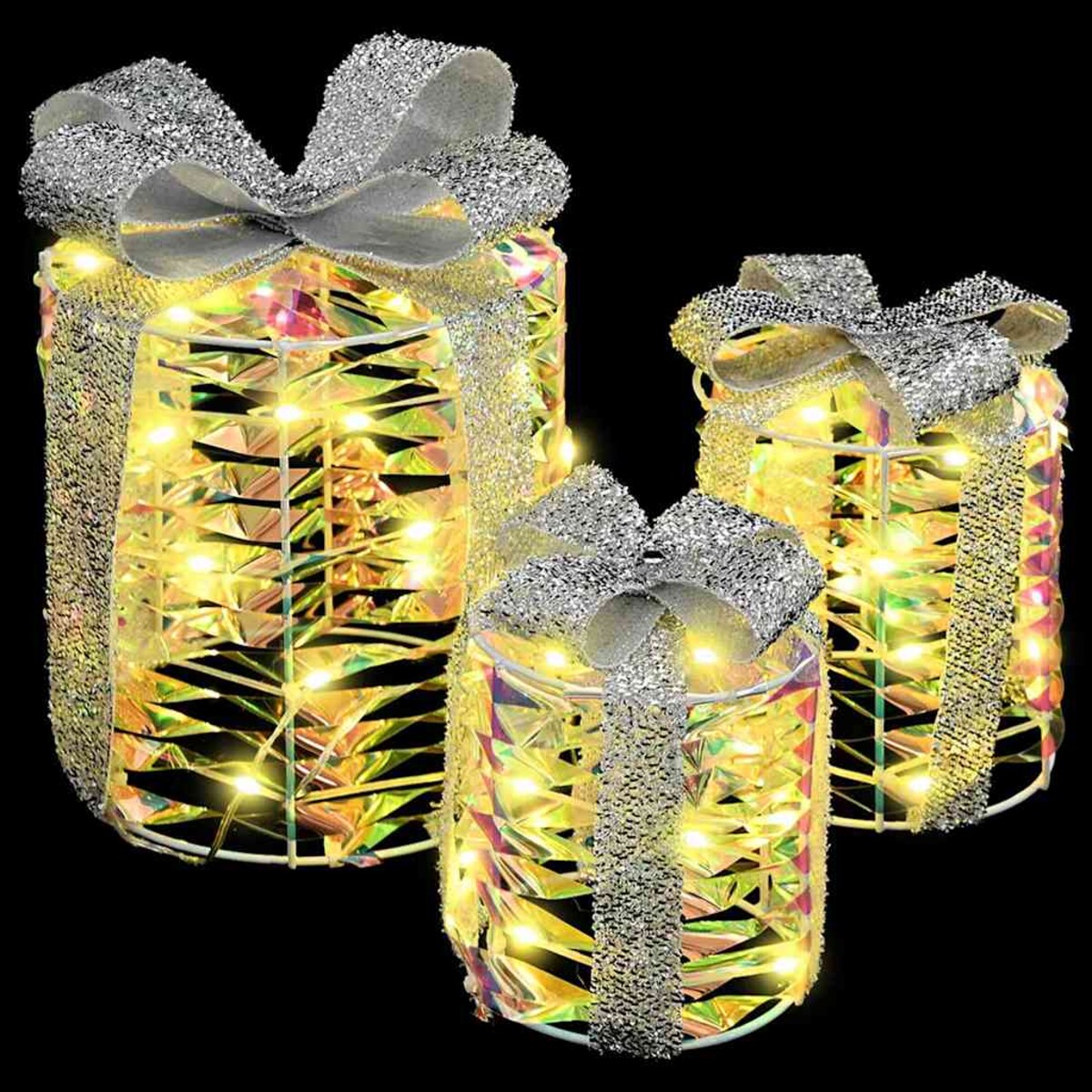 vidaXL Dekoracja Pudełka Prezentowego 3 pcs Ciepła biel PET