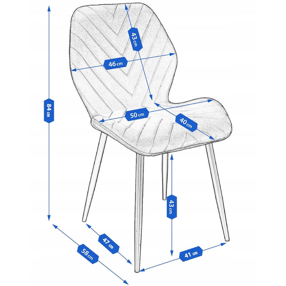 Krzesło tapicerowane welurowe MILARE szare