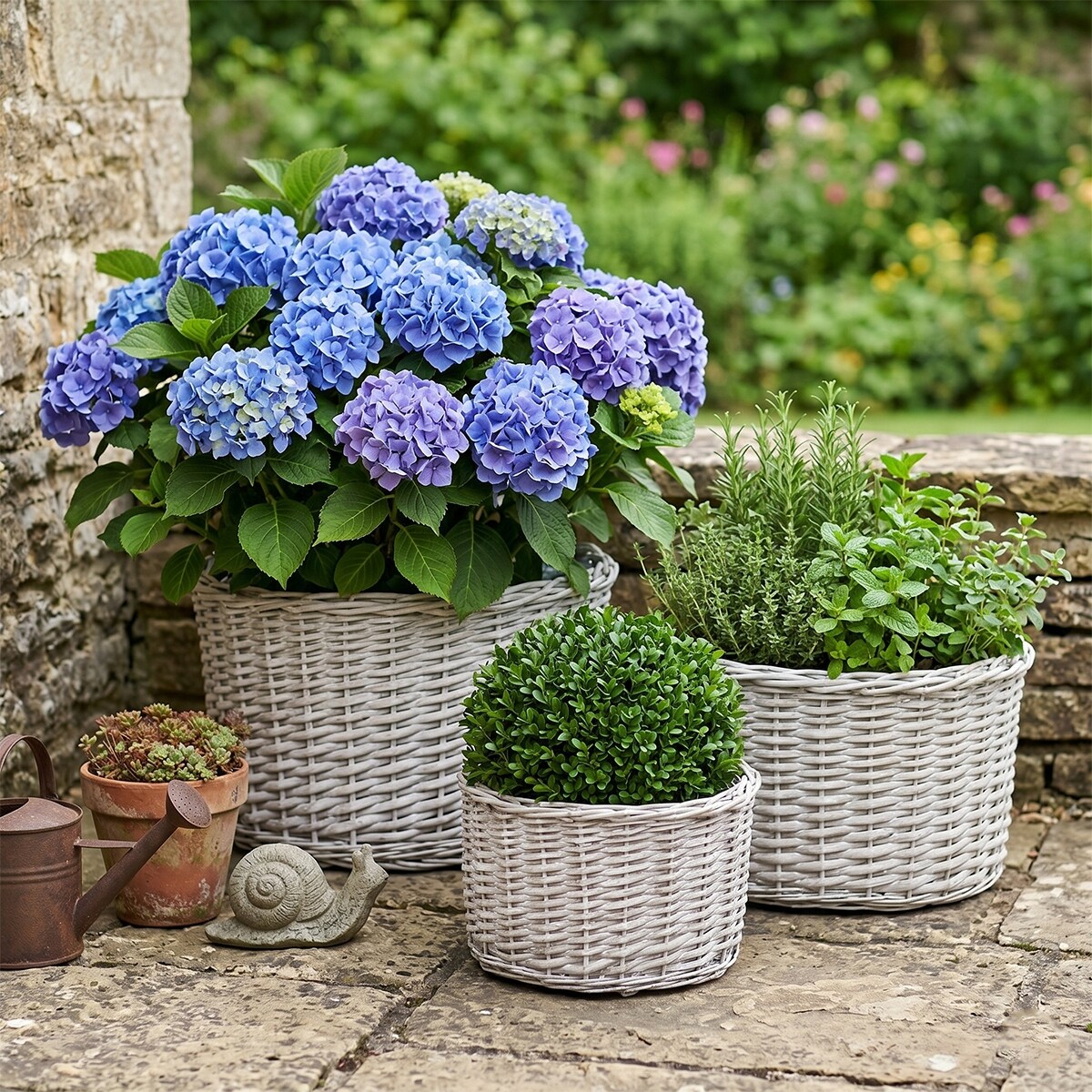 KOSZ WIKLINOWY DUŻY 50cm NA KWIATY OGRODOWY OSŁONKA DO OGRODU DOMU 3 szt
