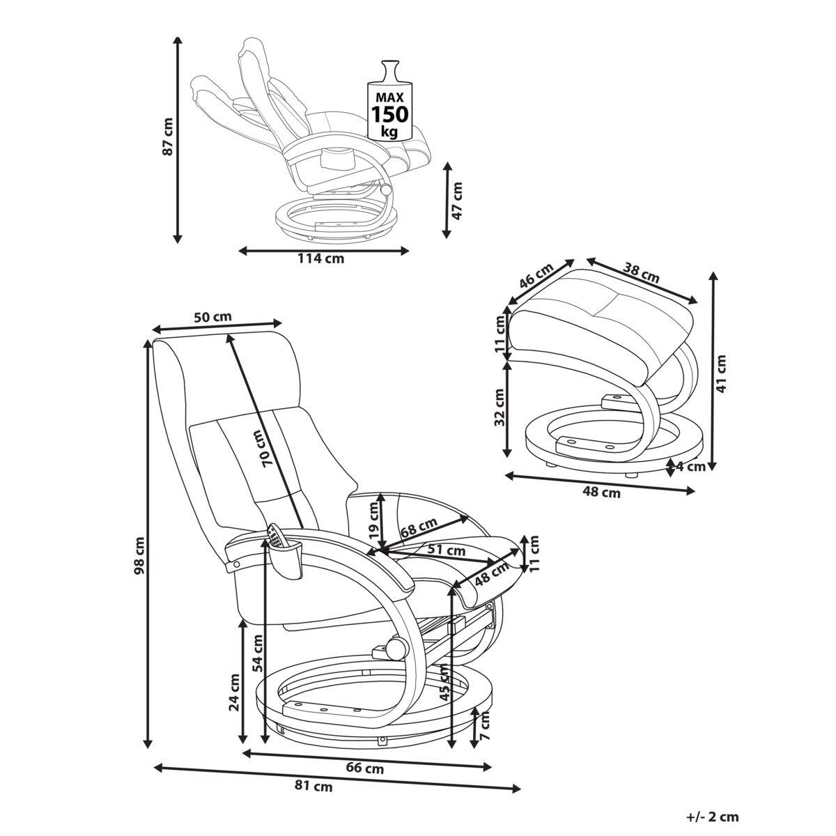 Fotel do masażu podgrzewany z podnóżkiem ekoskóra brązowy FORCE
