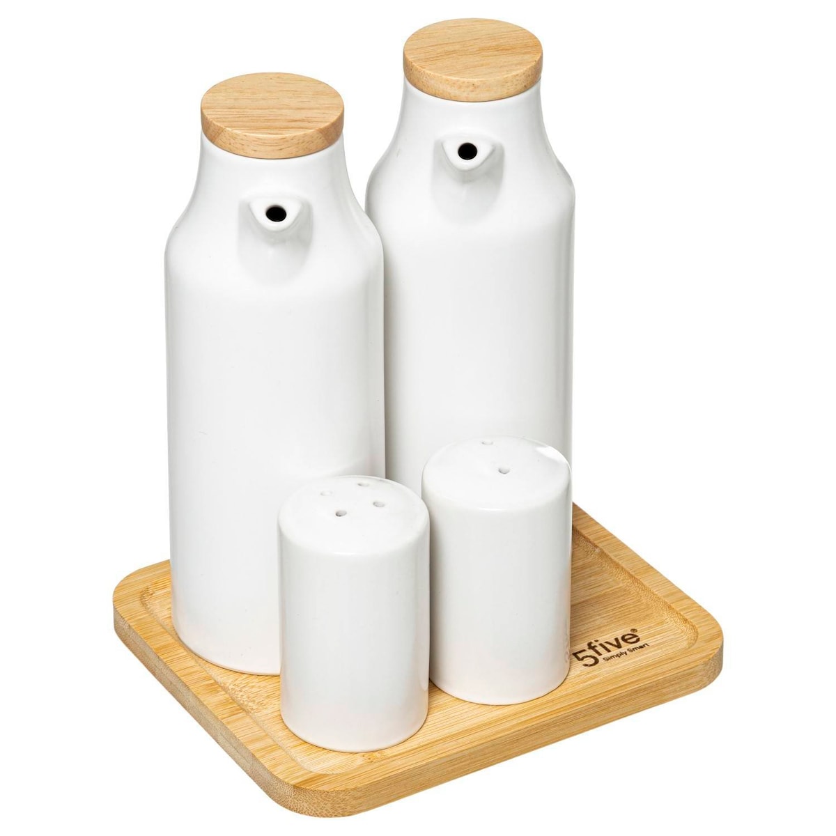Dozowniki do przypraw na oliwę, ocet, sól i pieprz, komplet ceramiczny