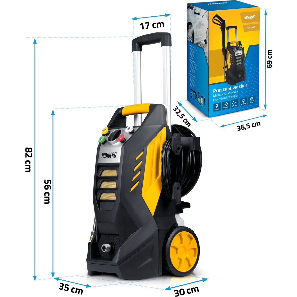 Myjka ciśnieniowa 2500W 350 bar zestaw Humberg