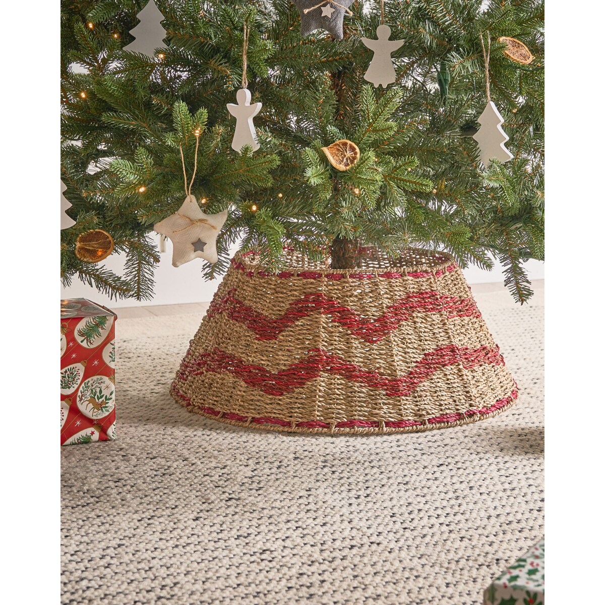 Osłonka pod choinkę HIVER Trawa morska Czerwony 51 cm