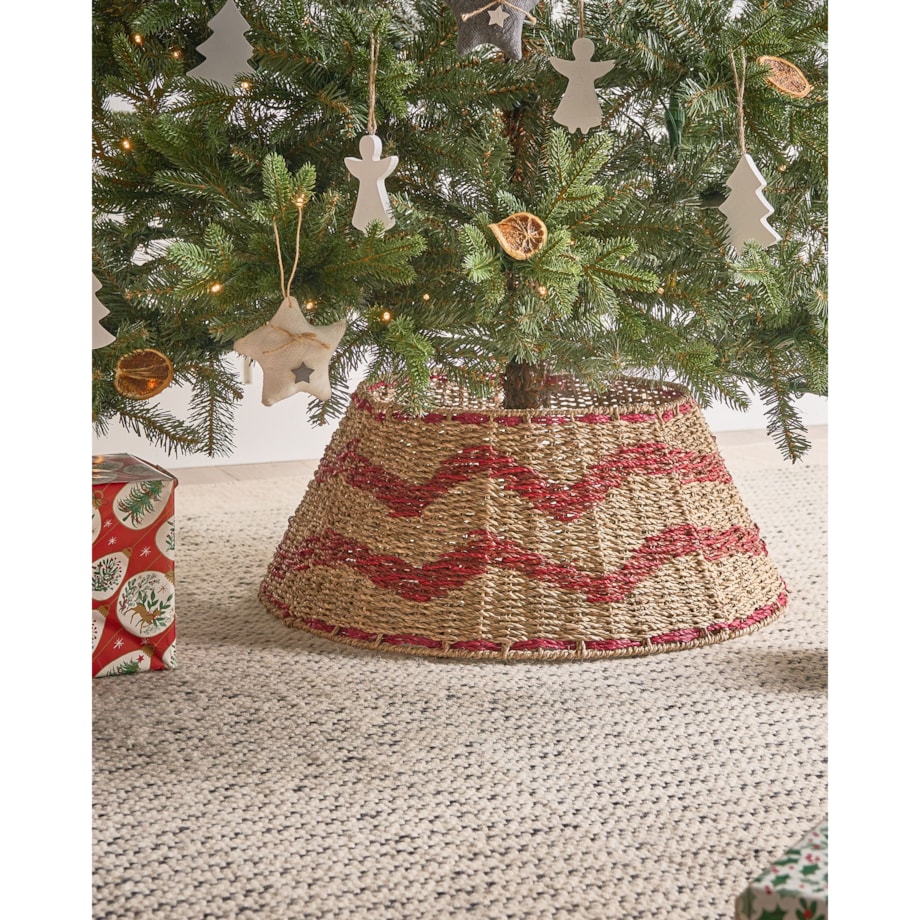 Osłonka pod choinkę HIVER Trawa morska Czerwony 51 cm