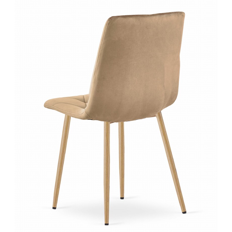 Krzesło Do Jadalni Kuchni Salonu Libra - Brązowy Aksamit / Nogi Kolor Drewna X 4