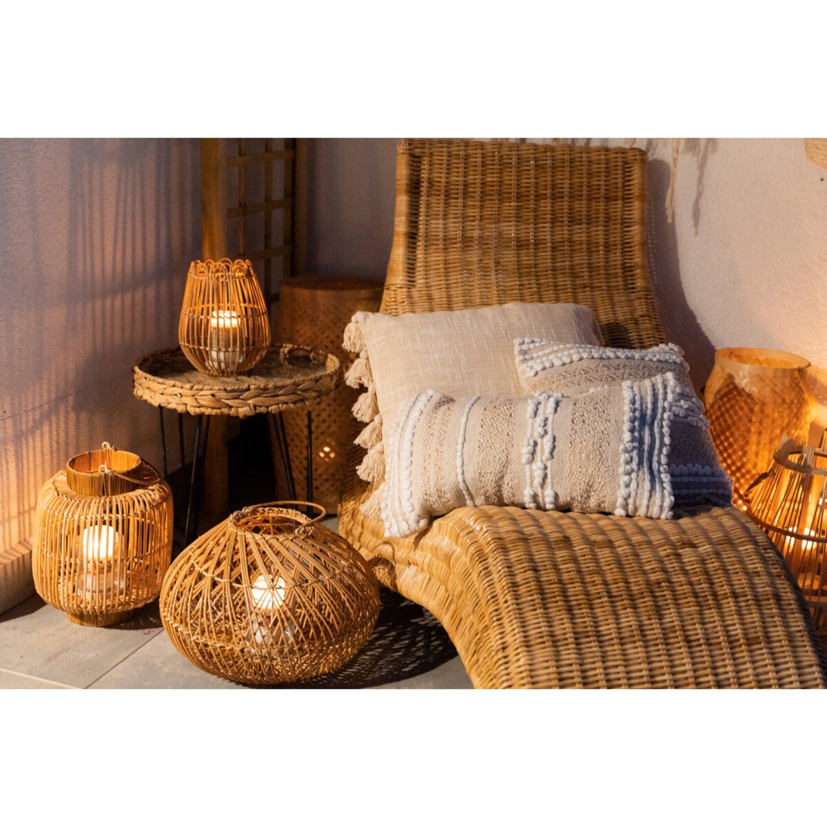 Lampion do altany Lour, rattanowy, wys. 36 cm