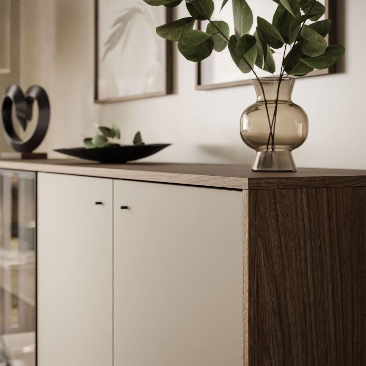 Komoda czterodrzwiowa ISA 4D z oświetleniem LED glina + columella