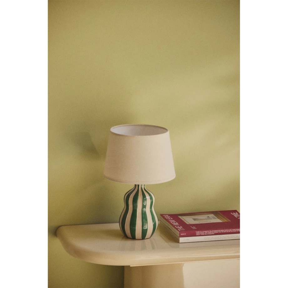 Lampa stołowa Jolira ceramiczno-lniana 40 cm