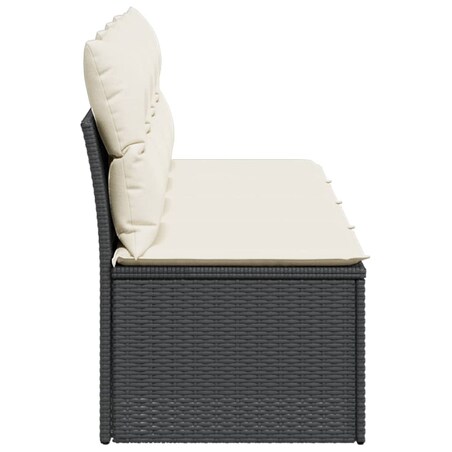 vidaXL Sofa ogrodowa z poduszkami, 4-osobowa, czarna, polirattan