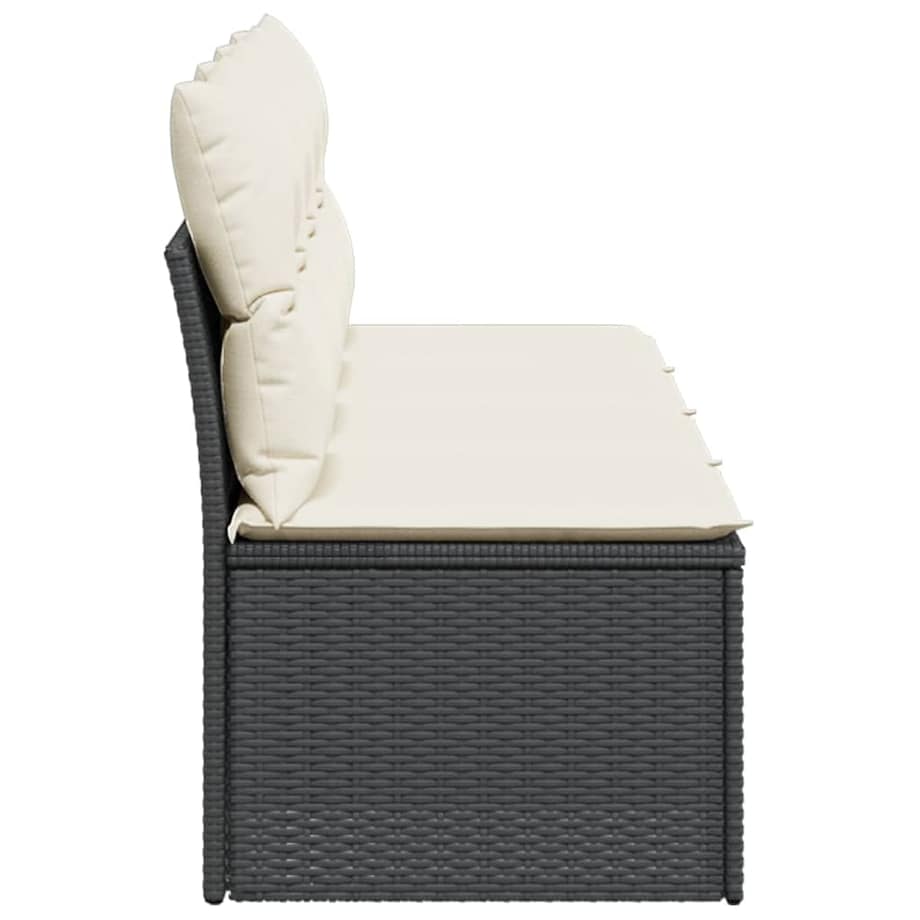 vidaXL Sofa ogrodowa z poduszkami, 4-osobowa, czarna, polirattan