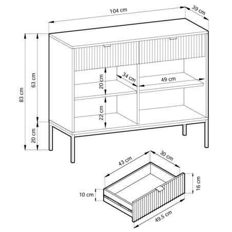 Komoda NEW do przedpokoju KSZ104 - kaszmirowa+ st. czarny