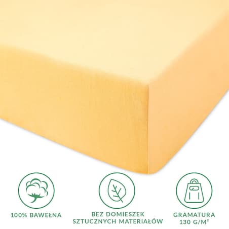 Prześcieradło jersey z gumką 200x220 kolor Żółty