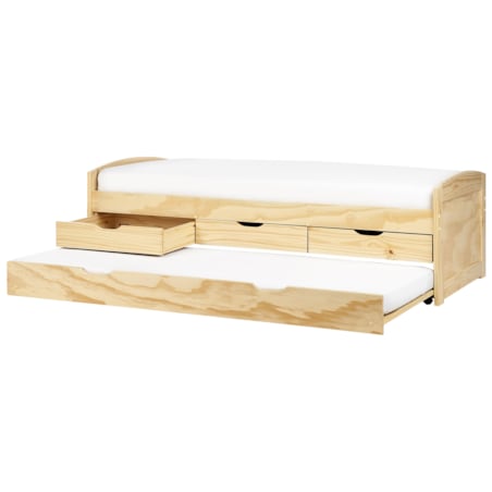Łóżko wysuwane drewniane 90 x 200 cm jasne PETIVILLE