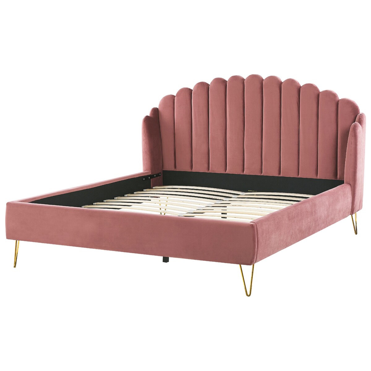 Łóżko welurowe 180 x 200 cm różowe AMBILLOU