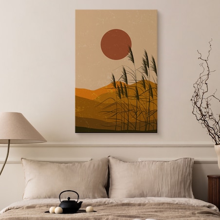 OBRAZ DO SYPIALNI TRZCINY ZACHÓD SŁOŃCA MARTWA NATURA STYL BOHO 80x120cm