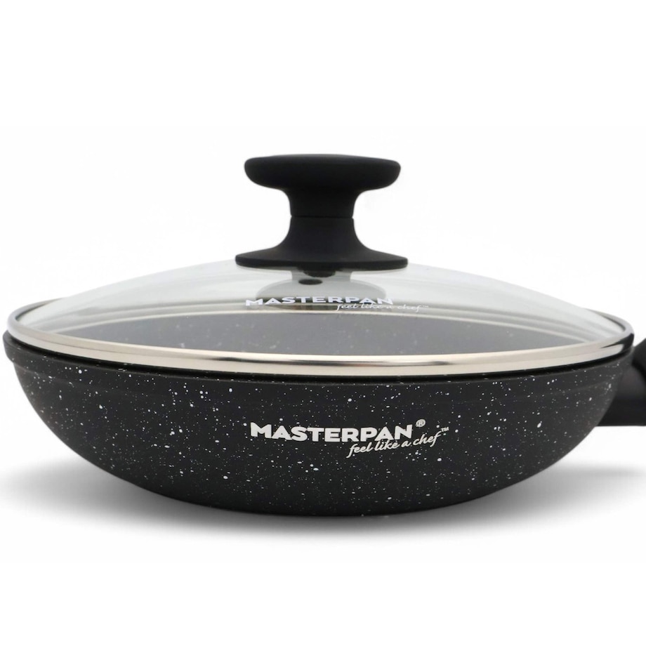 Patelnia Granitowa Pokrywka 28 Cm Plaster Miodu Indukcja Gaz 2.5L Wysoka 5.5