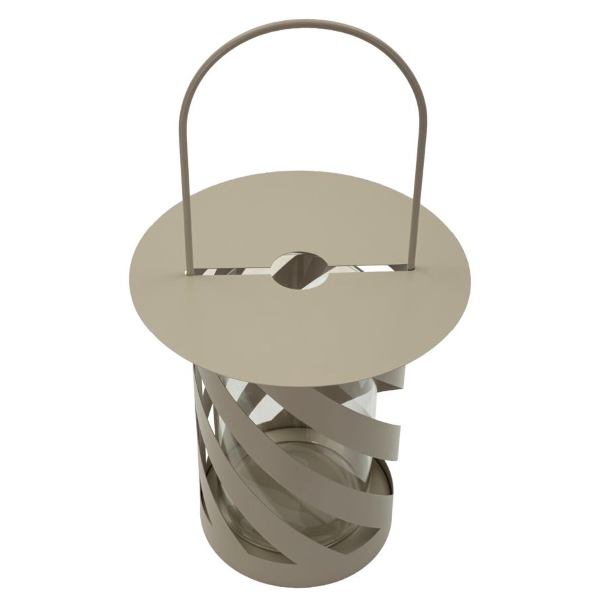 Lampion dekoracyjny Twist Saturn, kolor szarobeżowy, metal i szkło, 23 x 23 x 43 cm, dekoracja do salonu, Mauro Ferretti