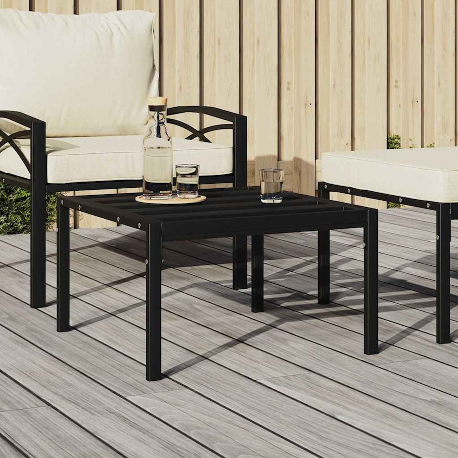 vidaXL Ogrodowy stolik kawowy, czarny, 60x60x35 cm, stal