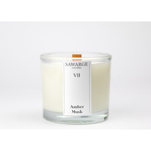 Świeca Zapachowa Sojowa No7 /Drewniany Knot/40h/ Bursztyn Piżmo 200g