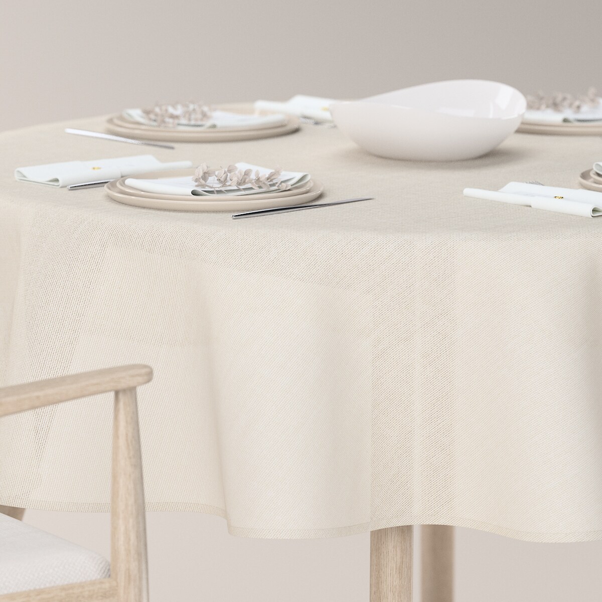 Obrus okrągły 160 x 160 cm kremowy