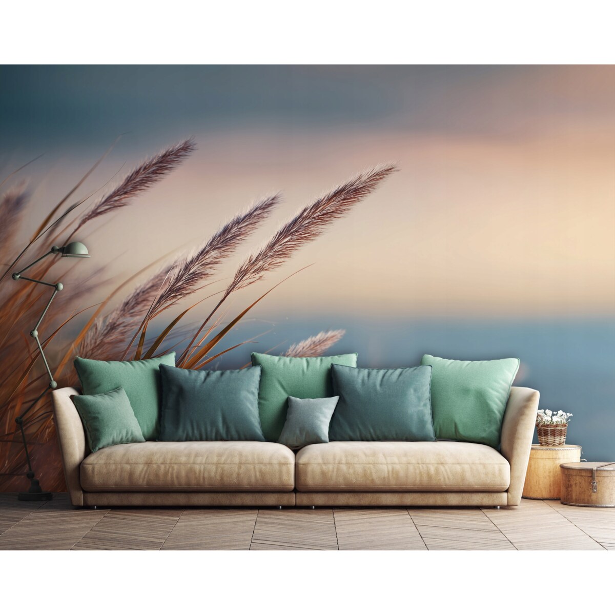 Fototapeta Do Sypialni Salonu Na Flizelinie Trawa Pejzaż Beżowy 350x250