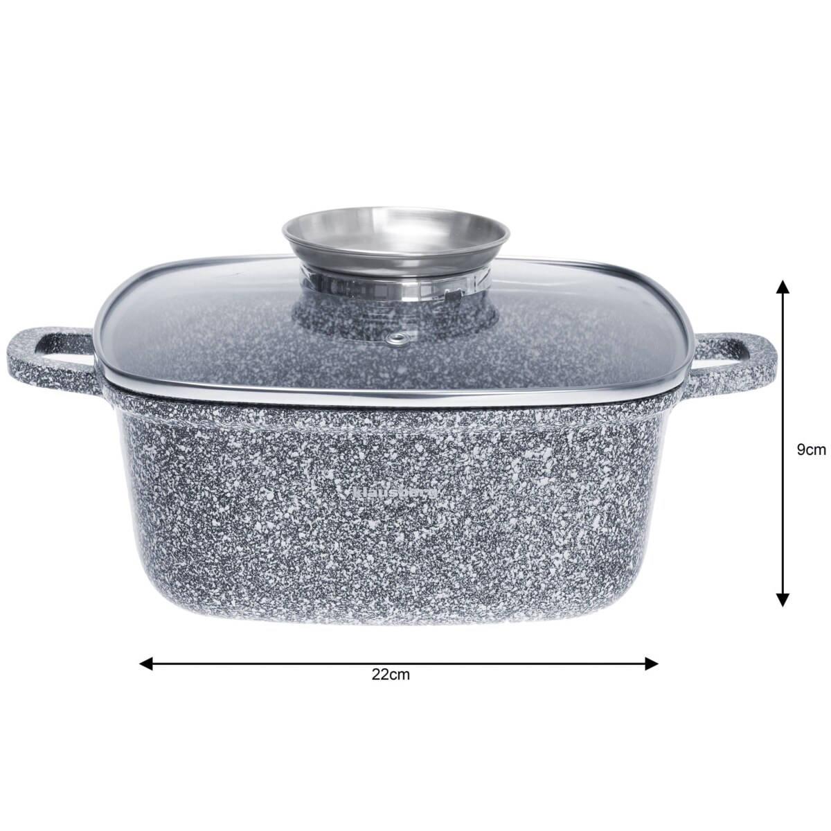 Garnek z powłoką marmurową kwadratowy marmurkowy szary indukcja gaz 3.7L 22cm KLAUSBERG