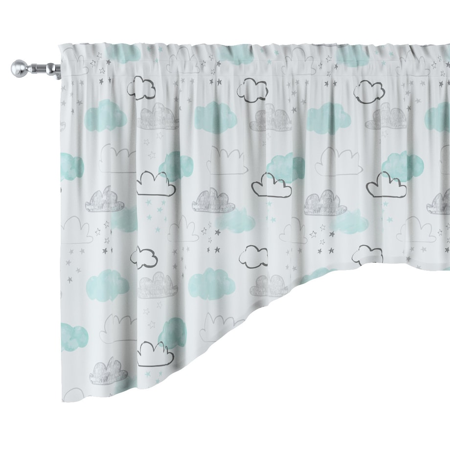 Lambrekin łuk 250x75 ecru-niebieski