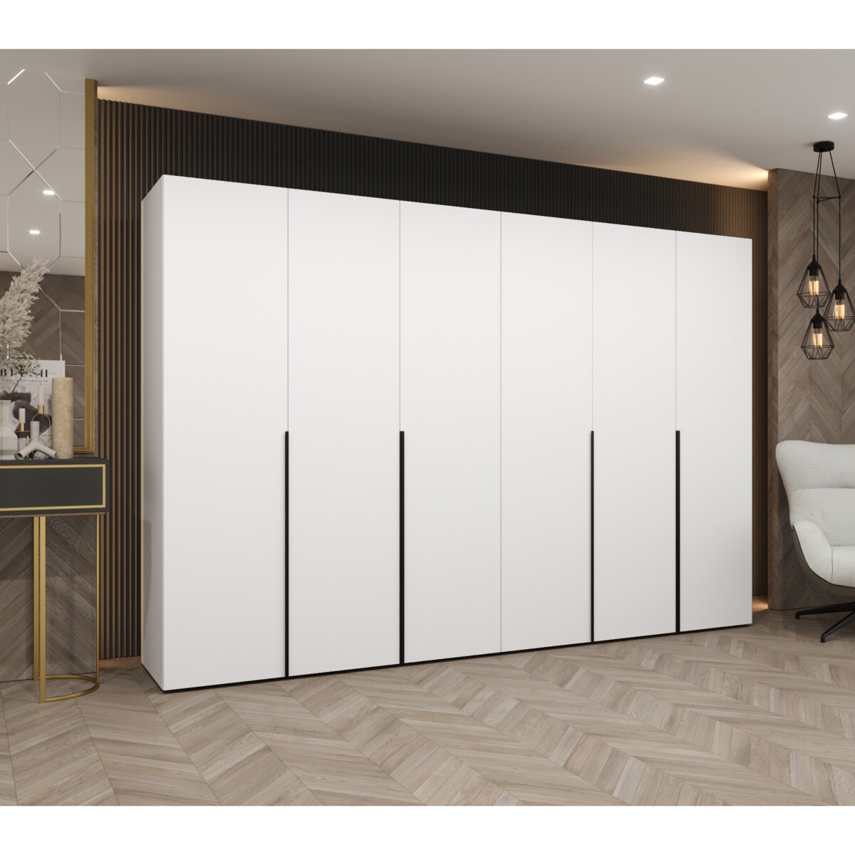 Szafa uchylna otwierana ALICANTE 1 300 wys. 202 cm Biały + u. Czarny