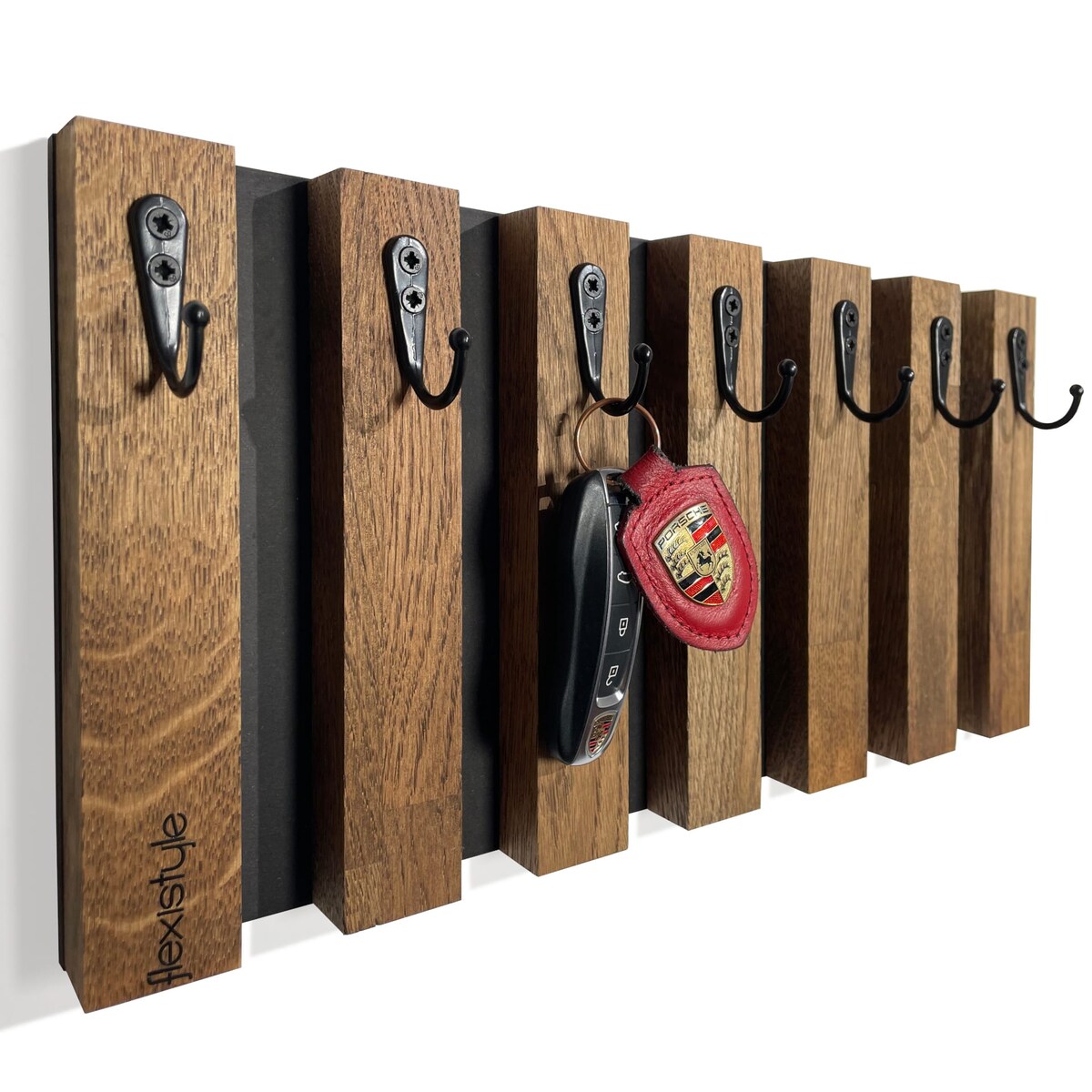 Drewniany wieszak na klucze Lamele 40cm brązowy