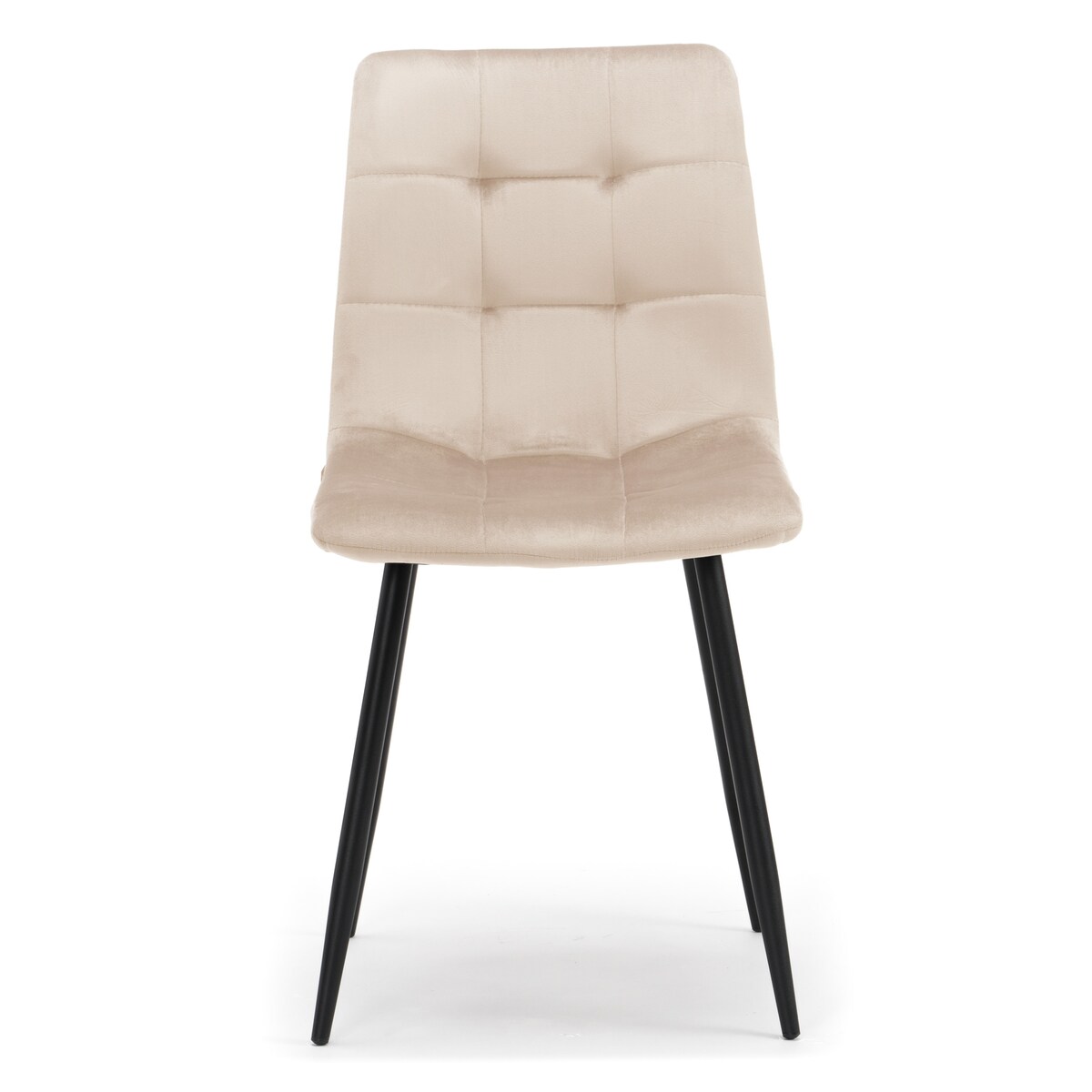 Krzesło tapicerowane pikowane welurowe do salonu jadalni PARMA beżowa