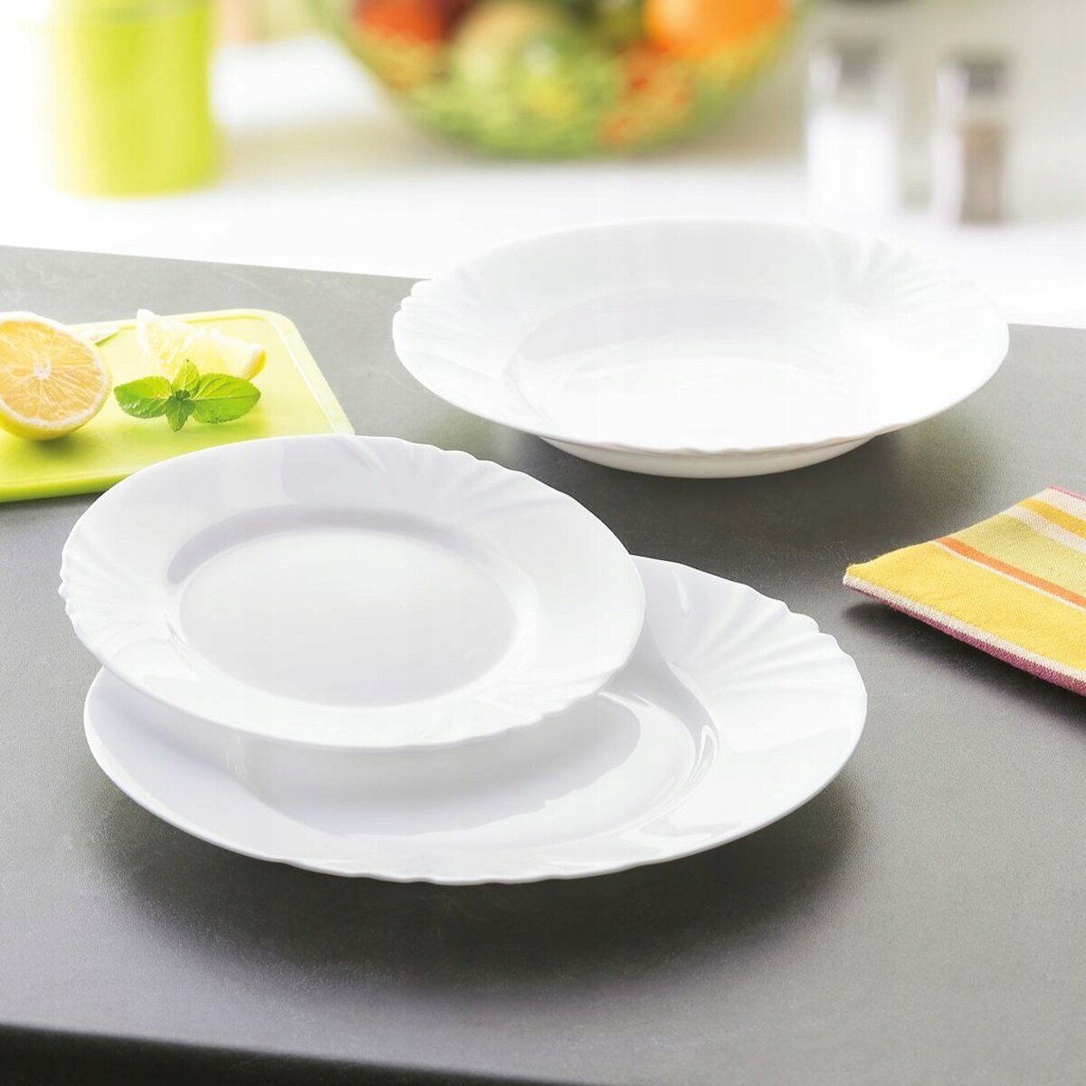 TALERZE DESEROWE CADIX LUMINARC 6x 19 cm BIAŁE na ciasto desery komunia