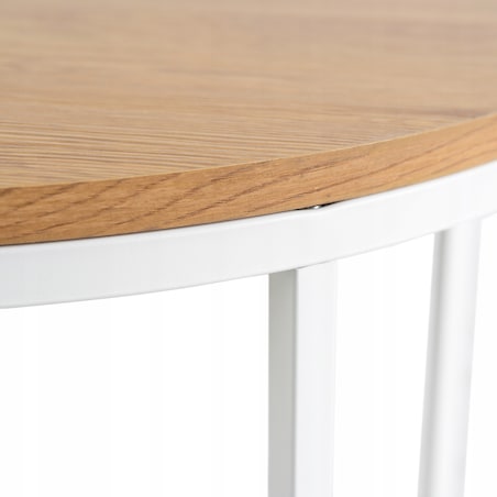 Stolik Kawowy Okrągły Skandynawski Ława Okrągła Loft Dąb Biały HANTEL