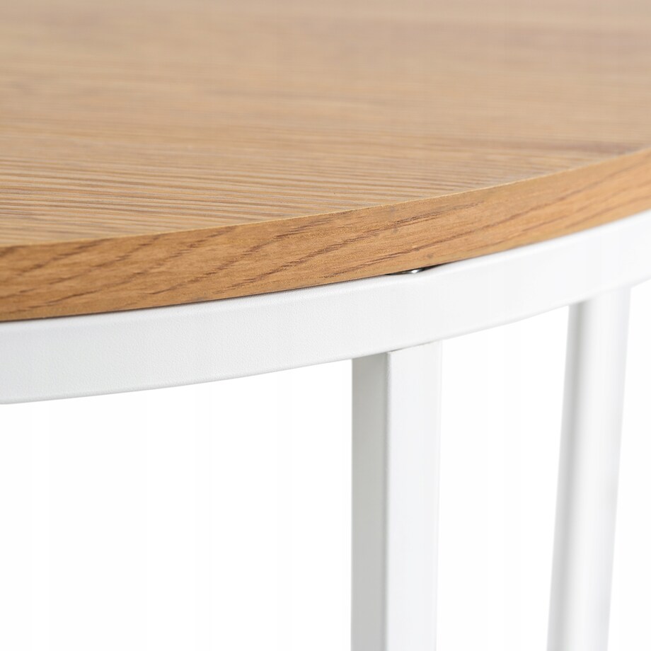 Stolik Kawowy Okrągły Skandynawski Ława Okrągła Loft Dąb Biały HANTEL