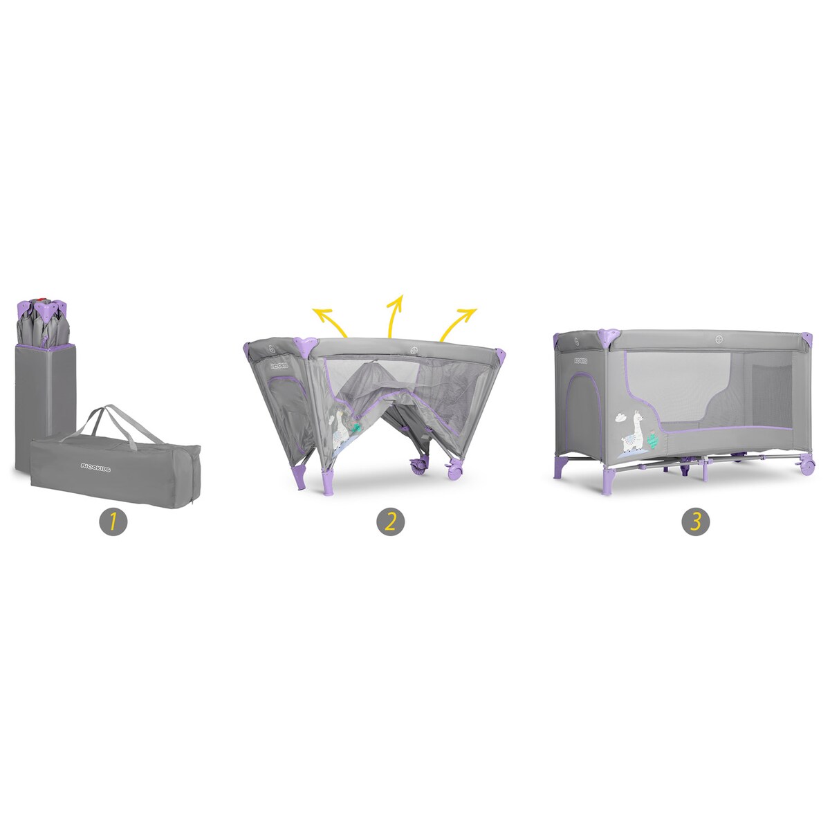 Łóżeczko turystyczne dla dziecka składane podróżne kojec Ricokids + materac + torba