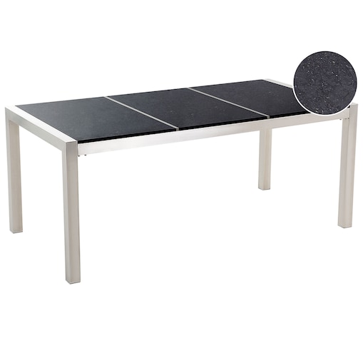 Stół ogrodowy GROSSETO 180 cm 90 cm Granit Polerowany Czarny